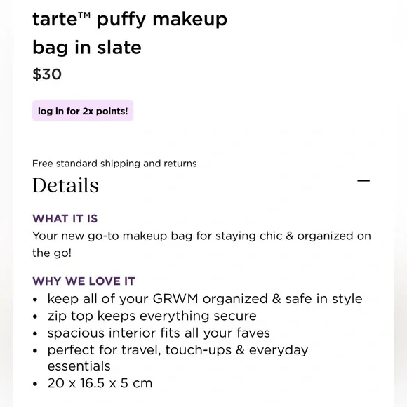 NWT Slate Tarte Quilted Puffer Makeup Bag Puffy Cosmetic bag Tarte Gray Slate - Picture 6 of 6